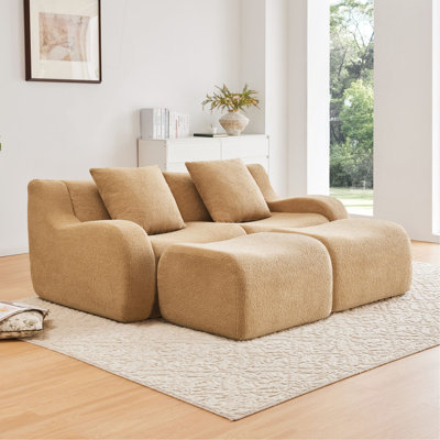 Canapé doux en tissu désossé, conception antidérapante, chaise longue d'assemblage, accoudoirs courbés, soutien ergonomique, éponges à haute densité 32D, chambres à coucher