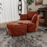 Fauteuil demi-tonneau pivotant moderne surdimensionné avec repose-pieds avec rangement
