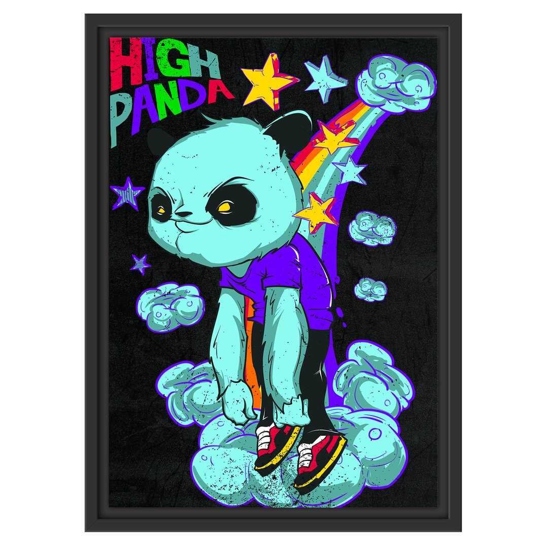 Gerahmtes Wandbild High panda schwarz