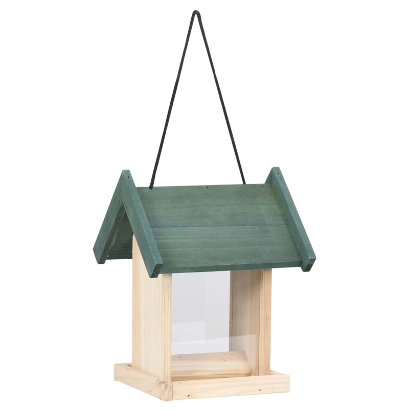 Novelle Wood Hanging Hopper Bird Feeder