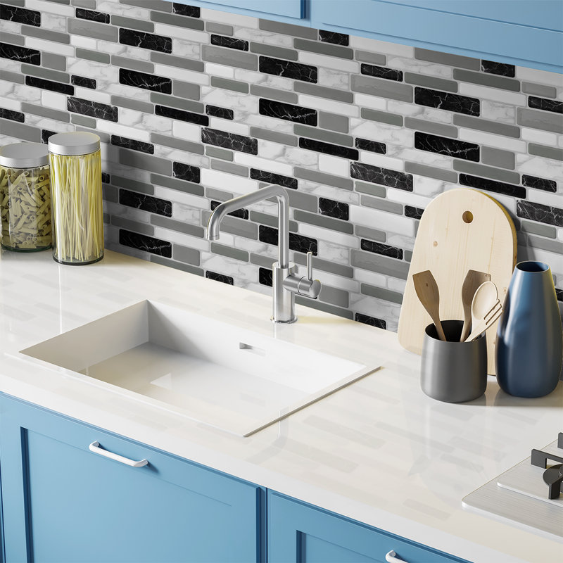 12'' W x 12'' L Vinyl Peel and Stick Mosaic Tile,Self Adhesive Backsplash Tiles for Kitchen(Pack of 10))