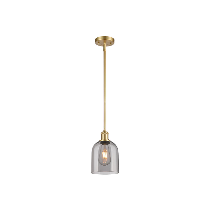 Luminaire suspendu à tige 1 lumière 6 po Ballston Anacaren-516-G558, Gris fumée clair, Or satiné