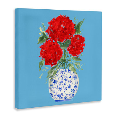 Bold Red Hydrangea Trio Canvas, design by Lucille Price