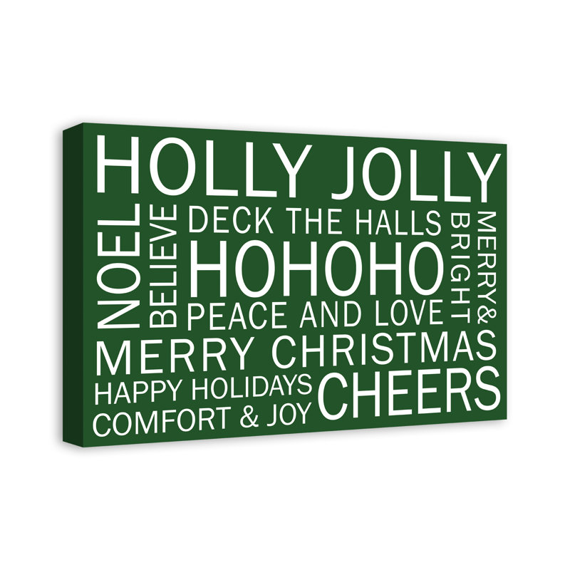 «Christmas Sayings», impression sur toile tendue, H 16 po x l 24 po x P 1,25 po, Vert