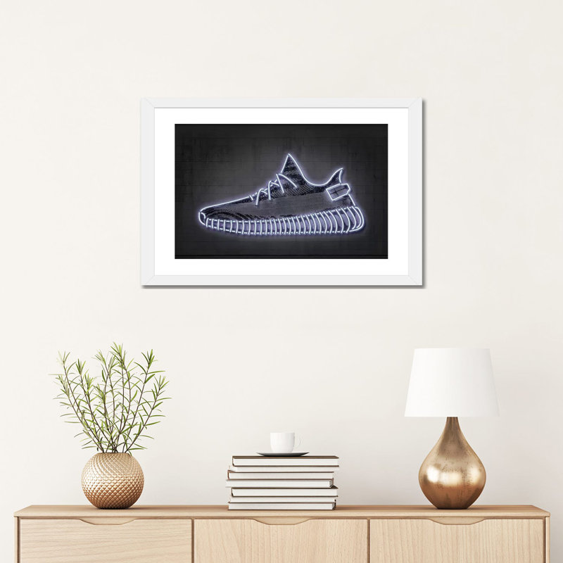 « Sneaker Y » par octave Mielu-impression d’art graphique, Blanc, H 16 po x l 24 po x P 1 po, Papier encadré blanc