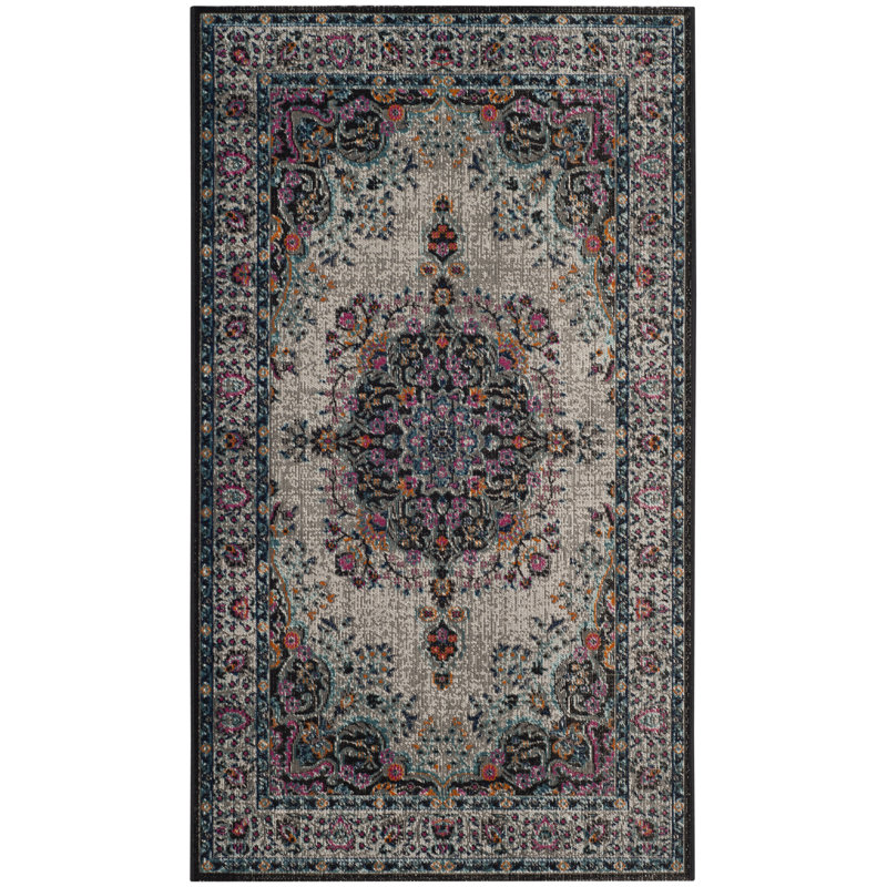 Gray Oriental Hand Woven Area Rug, Rectangle 91 x 152 cm