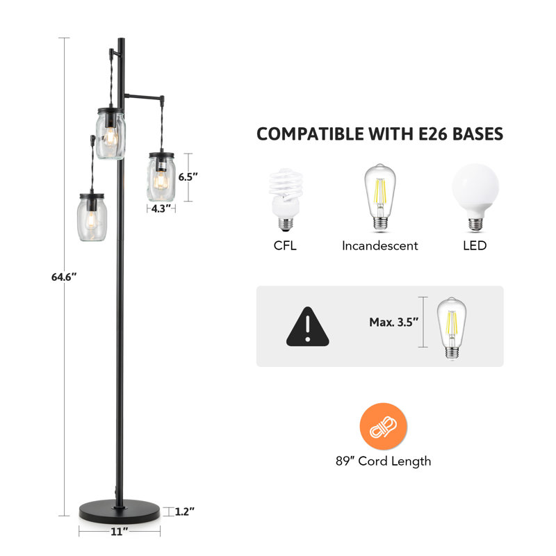 Gina 63.8'' Matte Tree Floor Lamp