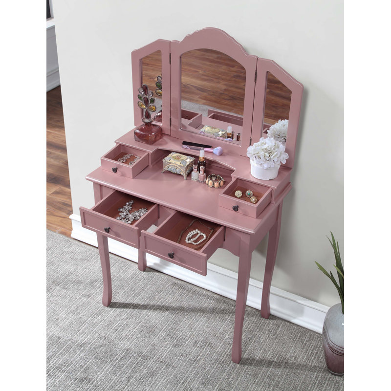 Sanlo Wooden Vanity Make Up Table And Stool Set