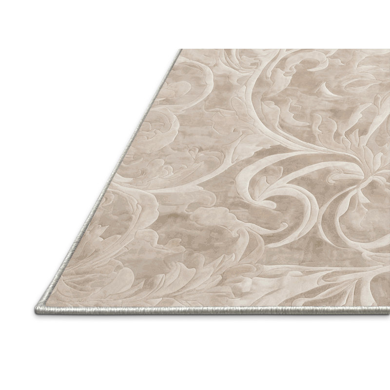 Tapis beige soyeux et moelleux, Carré 3 pi