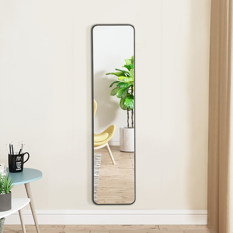 Maely Aluminum Rectangle Mirror, 118" x 28", Black