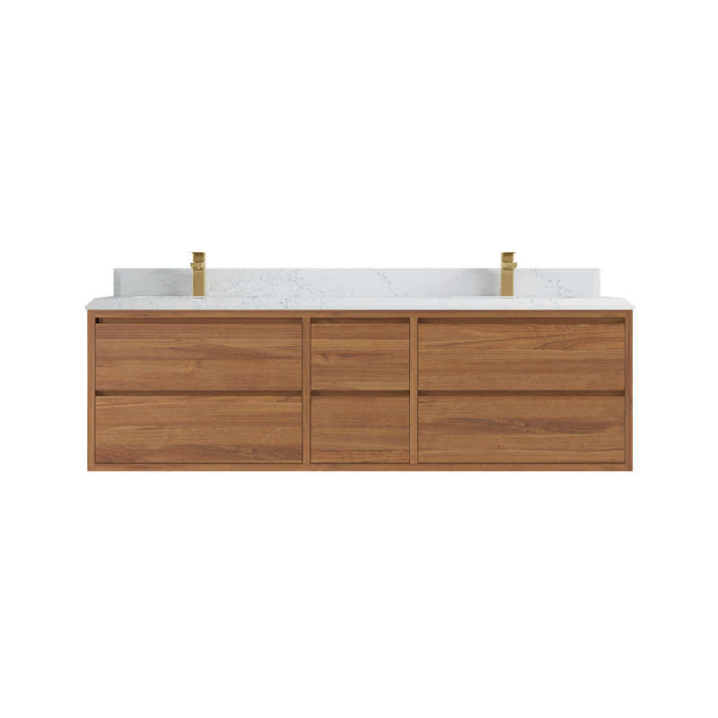Meuble-lavabo double flottant avec dessus Madison, Empira blanc