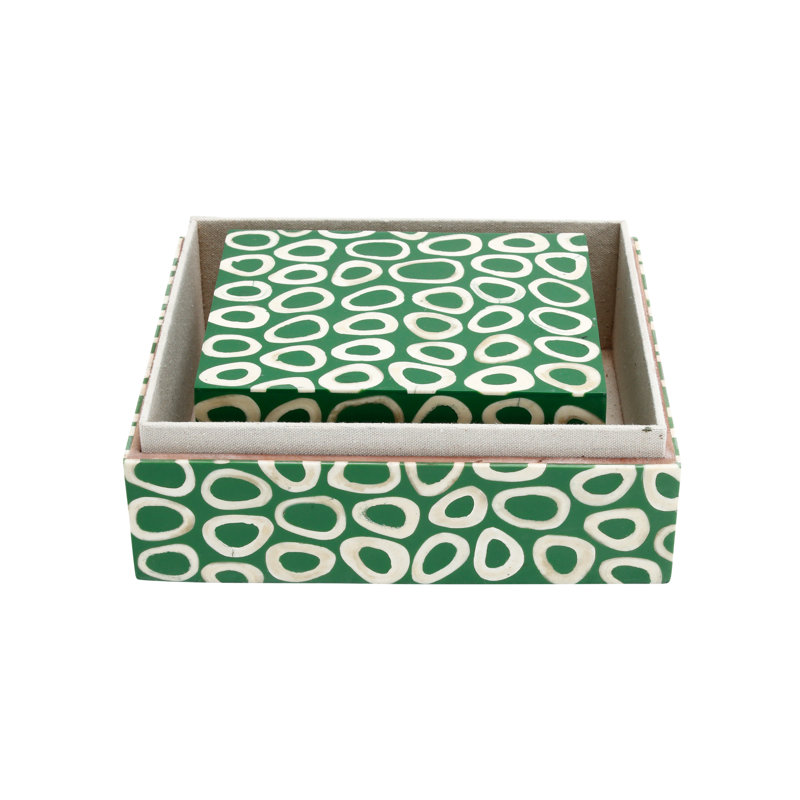 Ovoid Decorative Box, Green/White
