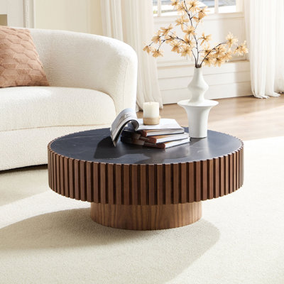 Table basse ronde de luxe en métal fritté 35,43 po