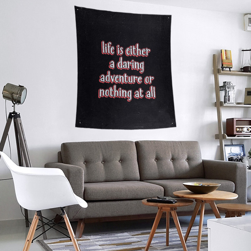 Tapisserie tableau noir en polyester life citation adventure, H 80 po x l 68 po, Rouge