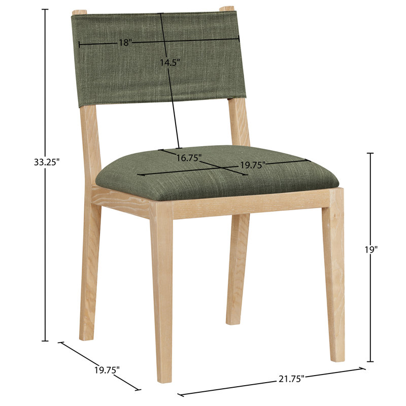 Chaise d'appoint Vina, Tissu olive texturé en lin, Teint naturel