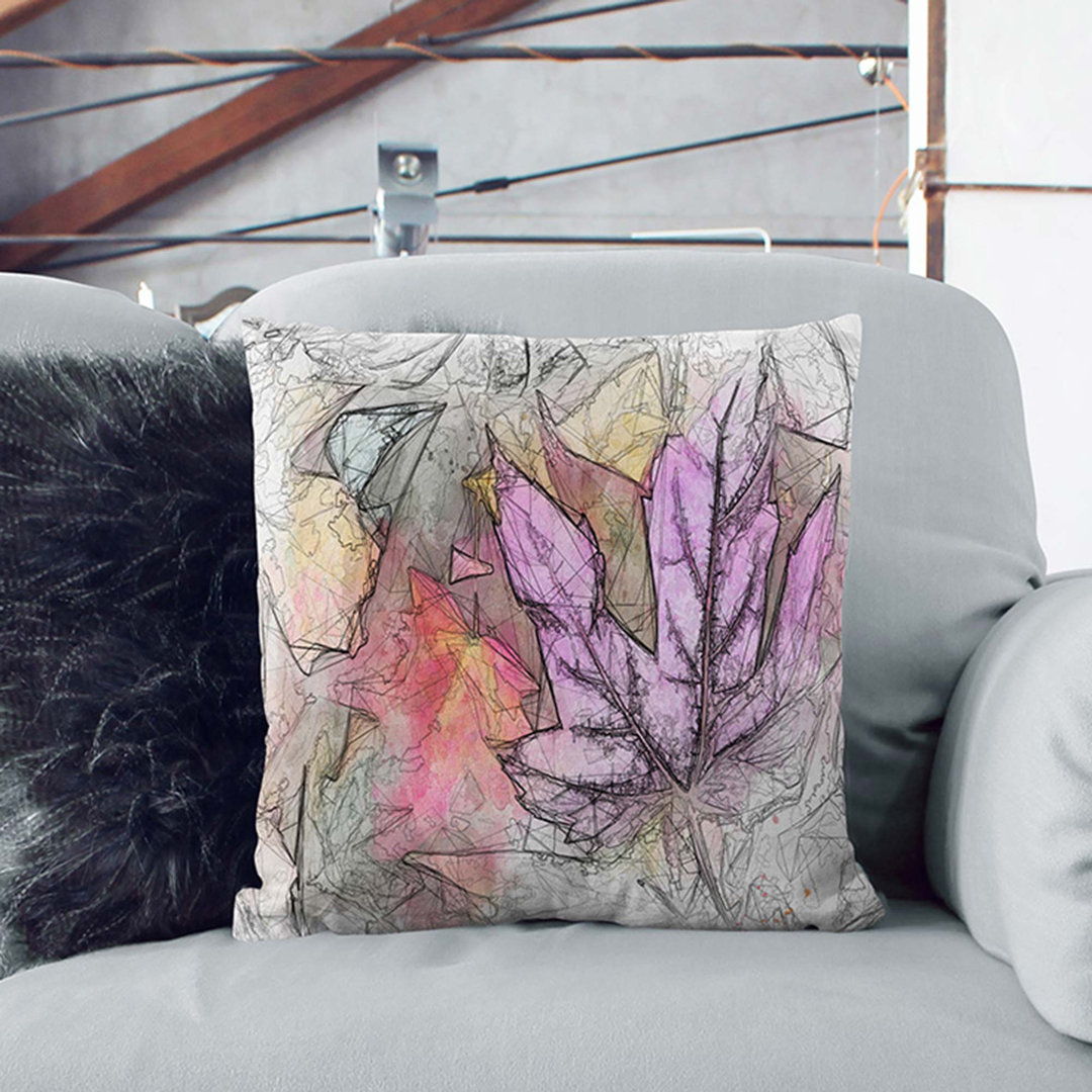 Colourful Autumn Leaves in Abstract Cushion with Filling