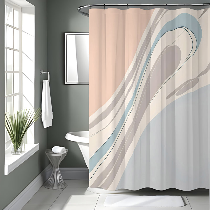 Rideau de douche avec tapis de bain, H 70 po x l 93 po