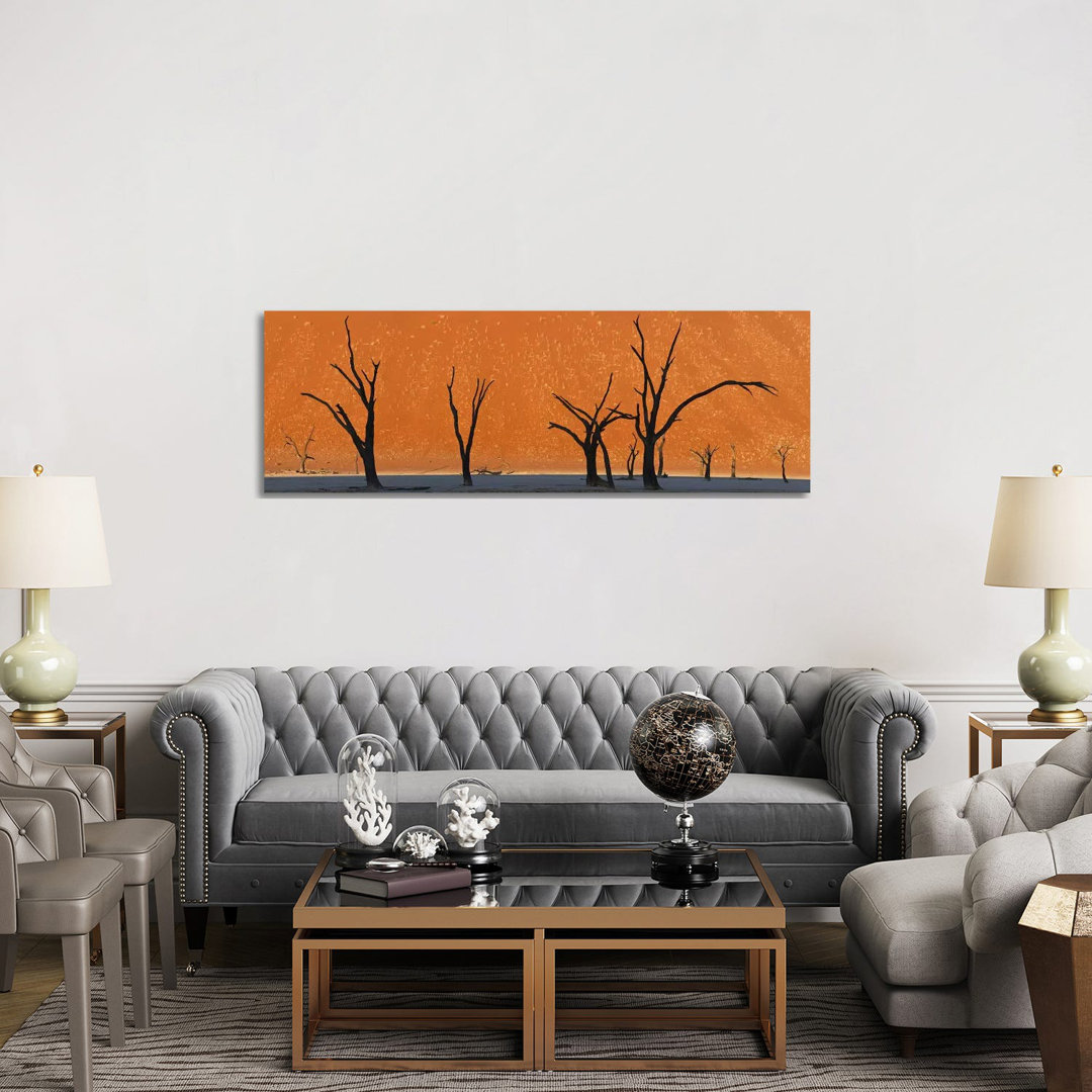 Dead Trees by Red Sand Dunes, Dead Vlei, Namib-Naukluft National Park, Namibia - Wrapped Canvas Panoramic Painting