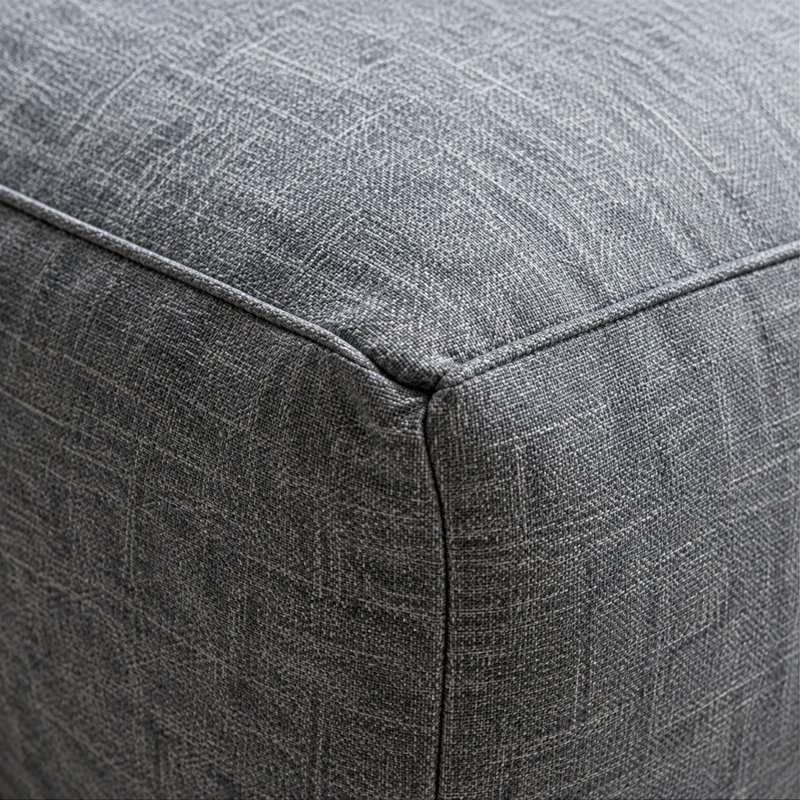 Repose-pieds modulaire gris avec revêtement en tissu d'aspect lin et housse amovible