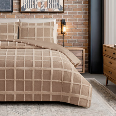 Lucky Brand Plaid Teddy Comforter Set