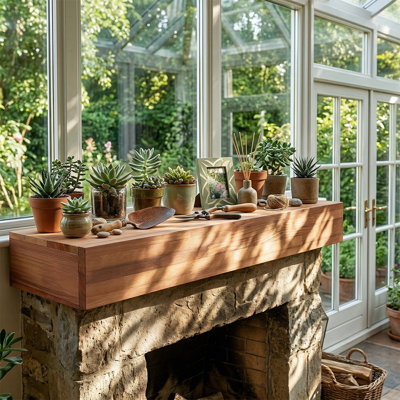 Rustic Solid Wood Fireplace Mantel Shelf,wall-mounted Floating Shelf For Home Decor