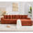 110.75" Modular L Shaped Sofa, Corduroy Fabric Sectional Couch,With A Movable Footstool, Cup Holders,Bring 8 Throw Pillows,Side Pocket,Unfold Into A Bed-1047168104