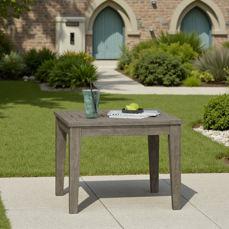 Table d'appoint d'extérieur en bois d'acacia, Gris, Gris