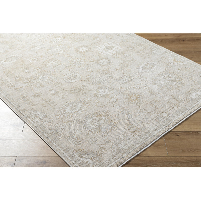 Teeken Oriental Machine Woven Polyester Area Rug in Light Silver/Ash, Rectangle 7'10" x 10'