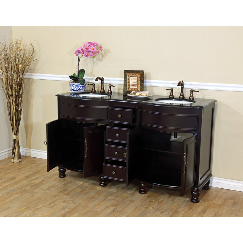 Ensemble de meuble-lavabo double 62 po Barrington, Noir galaxie, Acajou foncé