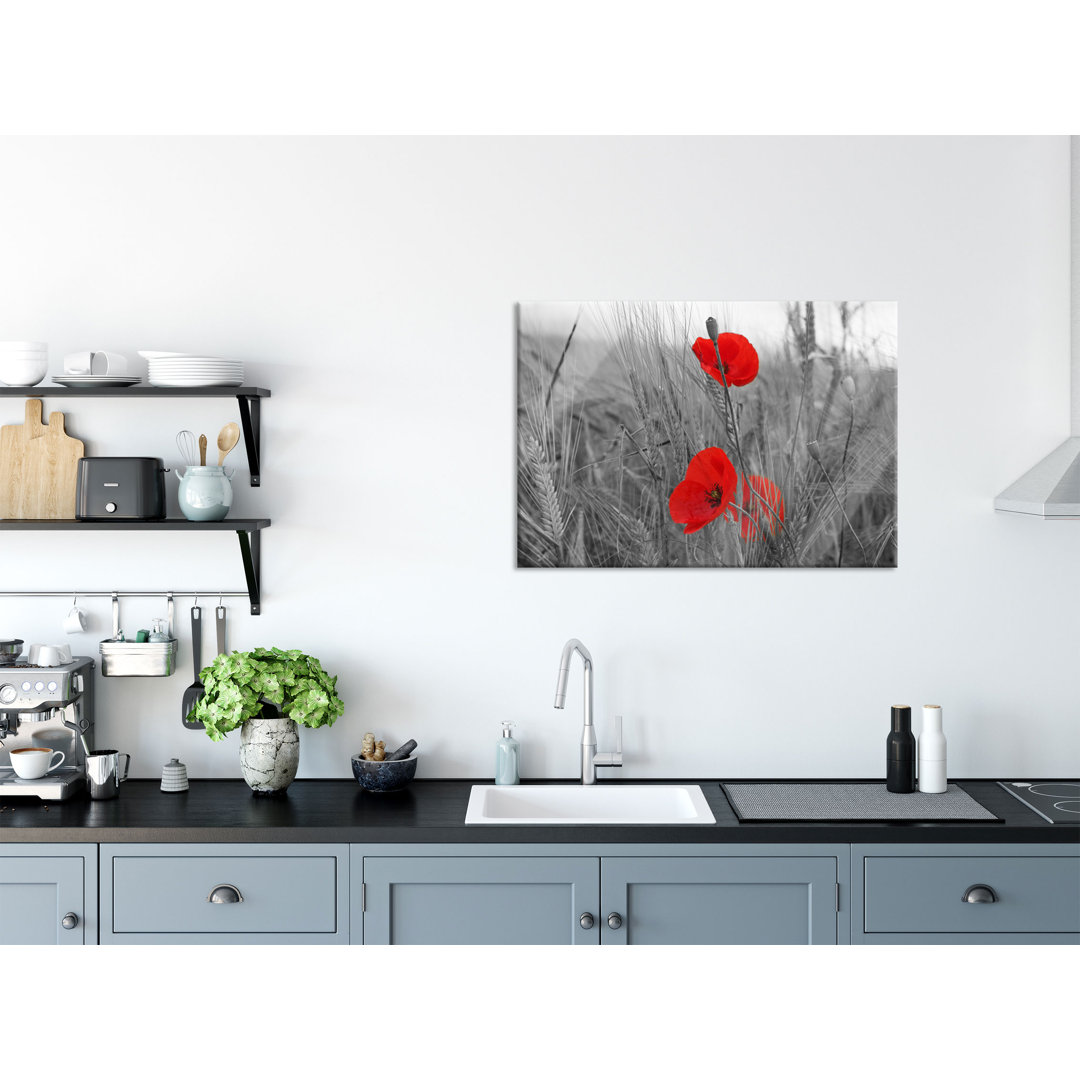 Ungerahmtes Foto auf Glas "Poppies in a Cornfield"