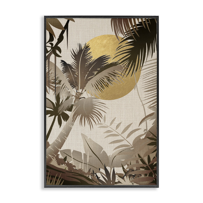 Arbres tropicaux neutres, art giclée par Reinders, H 18 po x l 12 po, Giclée encadrée noir minuit