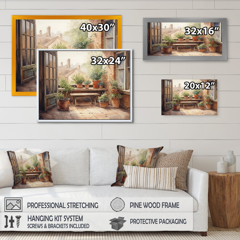 Runald Cottage balcon Garden III - paysage chalet, impression sur toile encadrée, H 12 po x l 20 po x P 1 po