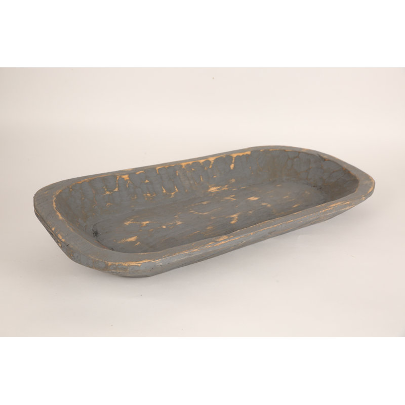 Bol décoratif en pâte de bois vieillie Tulon, Gris, H 3 po x l 26 po x P 12 po
