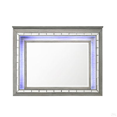 Light Gray Oak Finish Mirror W/Led