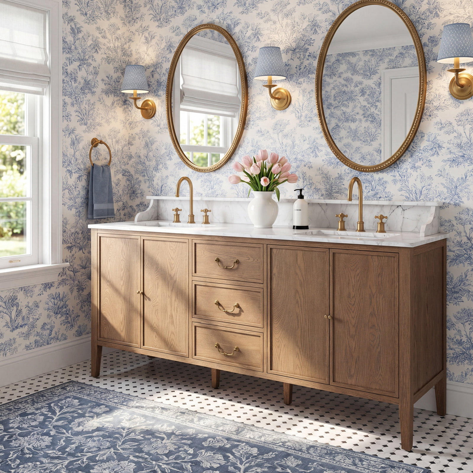 Elliston Double Vanity-Carrara Marble