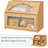 Bread Box, Bamboo Wood Bread Box For Kitchen Counter, Double-Layer Bread Storage Bin, Acrylic Glass With Diamond Patterns (Natural)