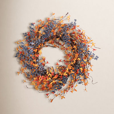 24" Handcrafted Twig, Berry No Holiday Wreath