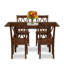 Ensemble de salle à manger rectangulaire 5 pièces en bois d'hévéa asiatique et acajou : table à abattants et 4 chaises à double dossier en X