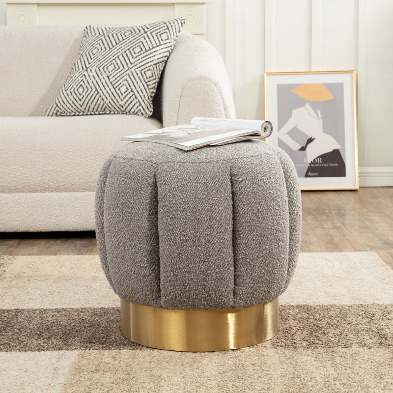 Maxine Round Ottoman, Black Velvet
