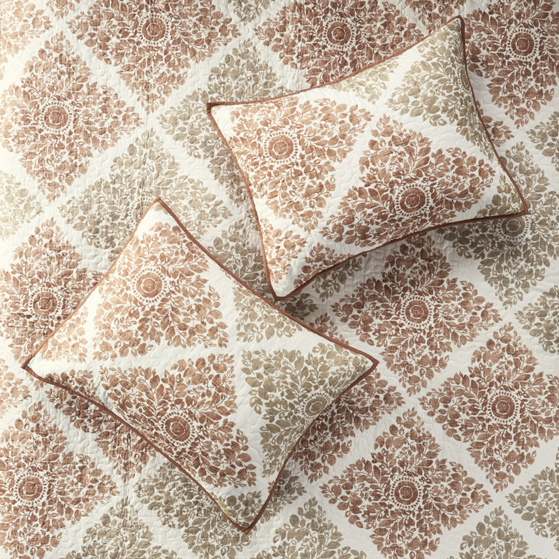 Très grand / très grand courtepointe 6 pièces - imprimé de feuilles, matelassage vermicelle, tissu lavable à la machine avec coussins décoratifs pour impression, tissu doux