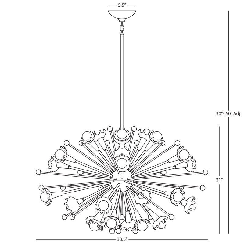 Mid-Century Radiant Sputnik 24-Light Sphere Chandelier in Polished Nickel