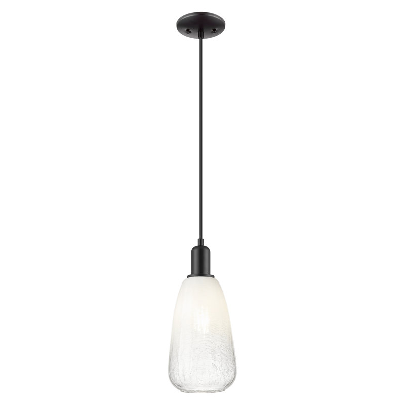 Mini luminaire suspendu suspendu à cordon 6 lumières Downtown Urban - Brookhaven Almond - abat-jour, Opale, Noir mat