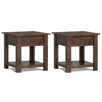 Monroe 22 Inch Solid Acacia Rustic End Table In Distressed (Set Of 2) by Simpli Home