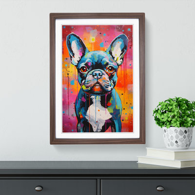 French Bulldog Contemporary No.3 - Single Picture Frame Print on Wood