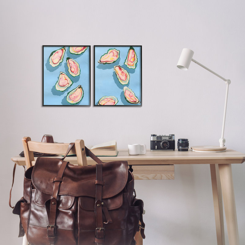 Fresh Oyster Appetizer, ensemble de 2 giclées encadrées par Grace Popp, Giclée encadrée noir minuit, H 14 po x l 11 po