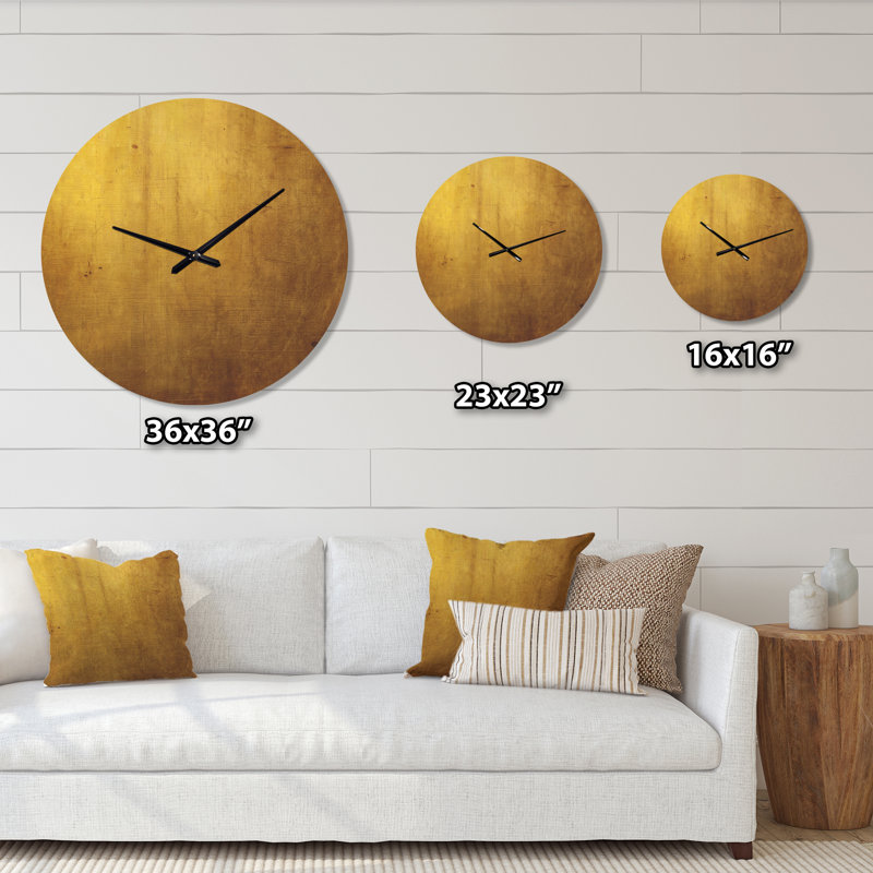 Texture dorée - horloge murale moderne en bois, Très grand