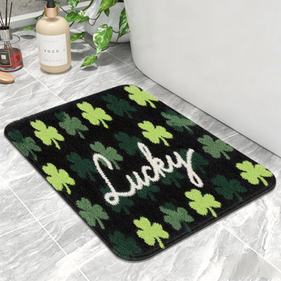 Lucky Clover St. Patrick's Bath Mat, 20L x 32W, Non-Slip, for Bathroom and Gym