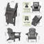 Ensemble de 6 chaises Adirondack pliantes, chaises de foyer, porte-gobelet, PEHD toutes saisons-1609451528