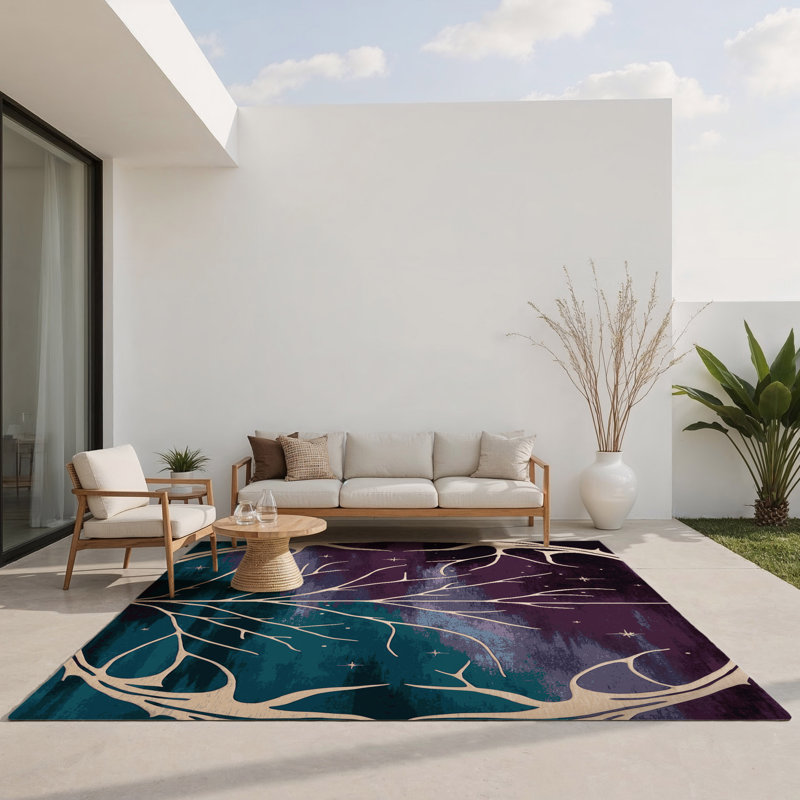 Moonlit Vines Indoor And Outdoor Area Rug, Rectangle 4' x 6'