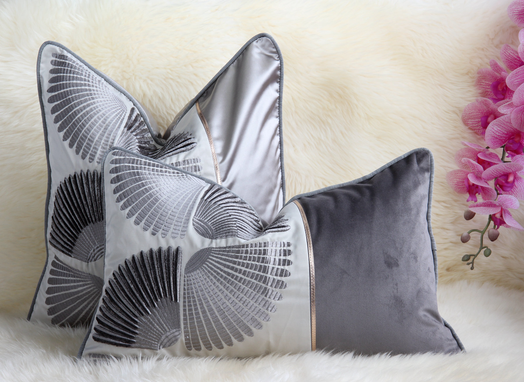 moonfairyco Embroidered Velvet Reversible Pillow Cover Wayfair